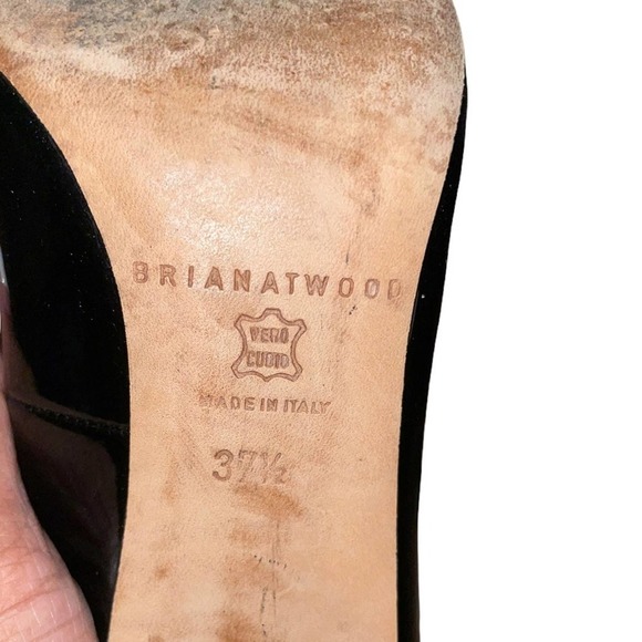 Brian Atwood Black Patent Leather Carla Peep Toe Heels Size 7.5 - Picture 8 of 10